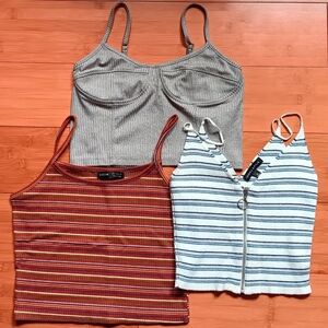 Three NWOT Crop Tank Tops Small Sommer Ray; Kendall & Kylie; Shein